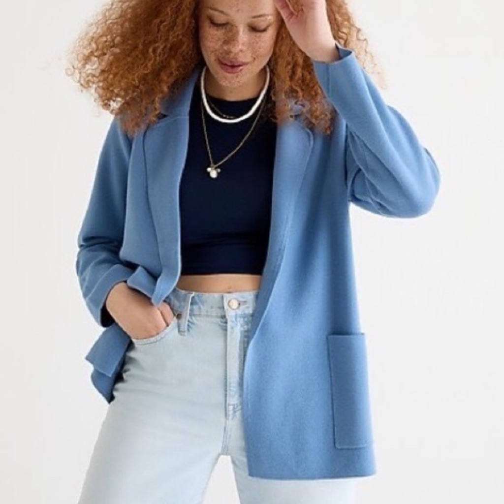 J. Crew Sky Blue Open-Front Sweater Cardigan